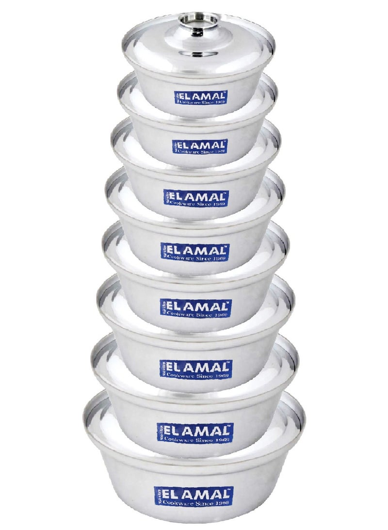 Elamal Aluminum Pots Set Conical Consisting of 8 Pots Egyptian Industry Size 16/18/20/22/24/26/28/30 cm - Image 2