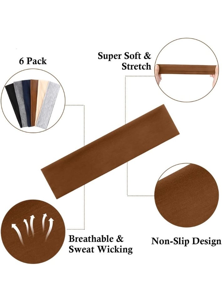 TERSE Headbands for Women Short Hair Non Slip Elastic Sweat Hairbands Soft Fabric Hair Bands Workout Yoga Running Sport Thin Hair Wrap for Girls - Image 3