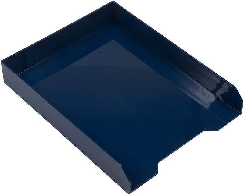JAM Paper Stackable Paper Trays - Navy Blue - Desktop Document, Letter, & File Organizer Tray - 2/Pack - Image 4