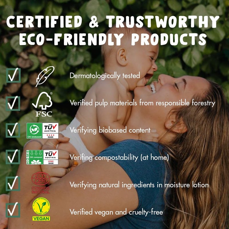 Eco by Naty Unscented Baby Plant based Compostable Wipes, 0% plastic, No nasty chemicals, White, 672 Count - Image 4