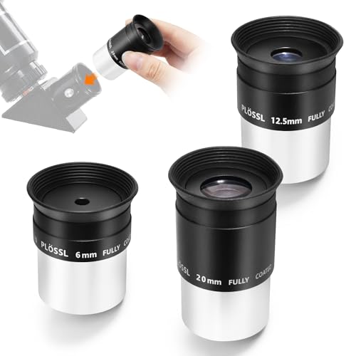Astromania 1.25-Inch 6mm 12.5mm 20mm Plossl Telescope Eyepiece Set - 4-Element Plossl Design - Threaded for Standard 1.25inch Astronomy Filters - Image 1