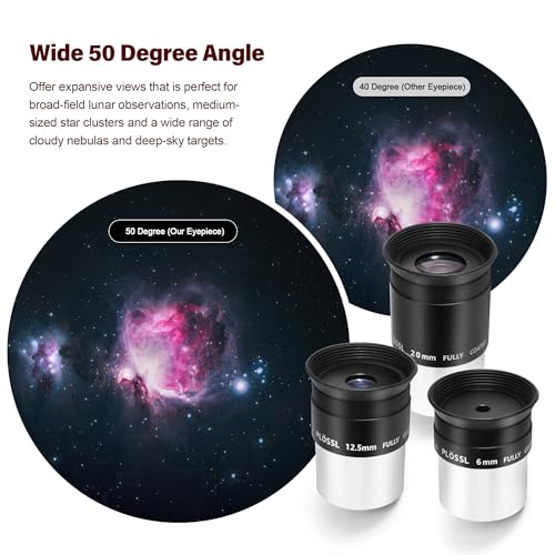 Astromania 1.25-Inch 6mm 12.5mm 20mm Plossl Telescope Eyepiece Set - 4-Element Plossl Design - Threaded for Standard 1.25inch Astronomy Filters - Image 2