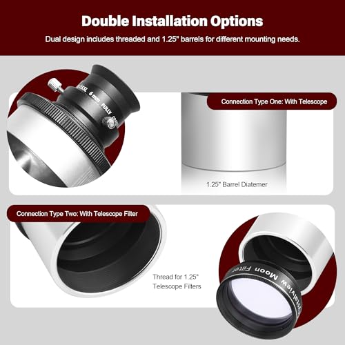 Astromania 1.25-Inch 6mm 12.5mm 20mm Plossl Telescope Eyepiece Set - 4-Element Plossl Design - Threaded for Standard 1.25inch Astronomy Filters - Image 5