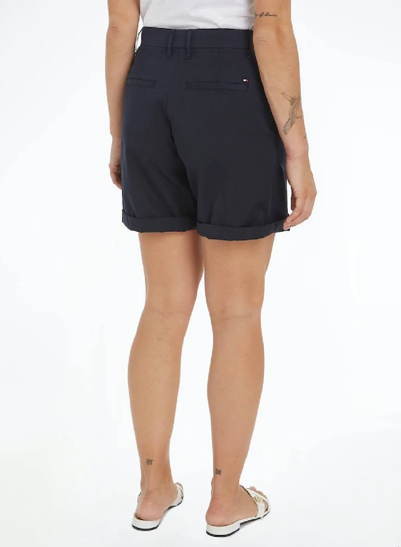TOMMY HILFIGER Garment Dyed Turn-Up Mom Chino Shorts