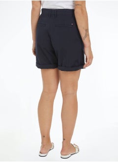 TOMMY HILFIGER Women's Garment Dyed Turn-Up Mom Chino Shorts -  Stretch cotton blend, Blue  - Image 3
