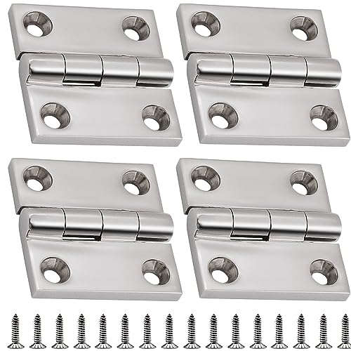 Laorde 316 Stainless Steel Hinges Marine Grade 2" x 2" Heavy Duty Boat Hatch Hinge (50 mm X 50 mm) 4 Pack Casting Cabinet Door Hinge with Screws - Image 1