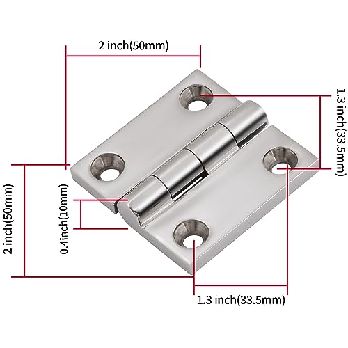 Laorde 316 Stainless Steel Hinges Marine Grade 2" x 2" Heavy Duty Boat Hatch Hinge (50 mm X 50 mm) 4 Pack Casting Cabinet Door Hinge with Screws - Image 3