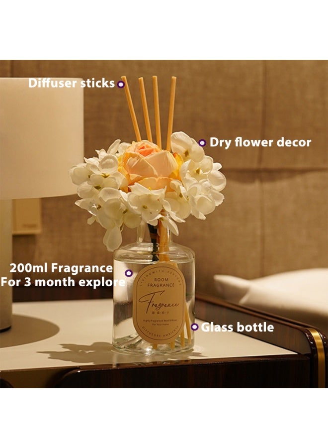 SODANEED مجموعة معطرات الهواء بالقصب، معطر هواء 200 مل مع زهور جافة جميلة، زيوت معطرات الهواء، ديكور المنزل والمكتب، عطر السيارة، مجموعة هدايا زيوت معطرة - Image 1