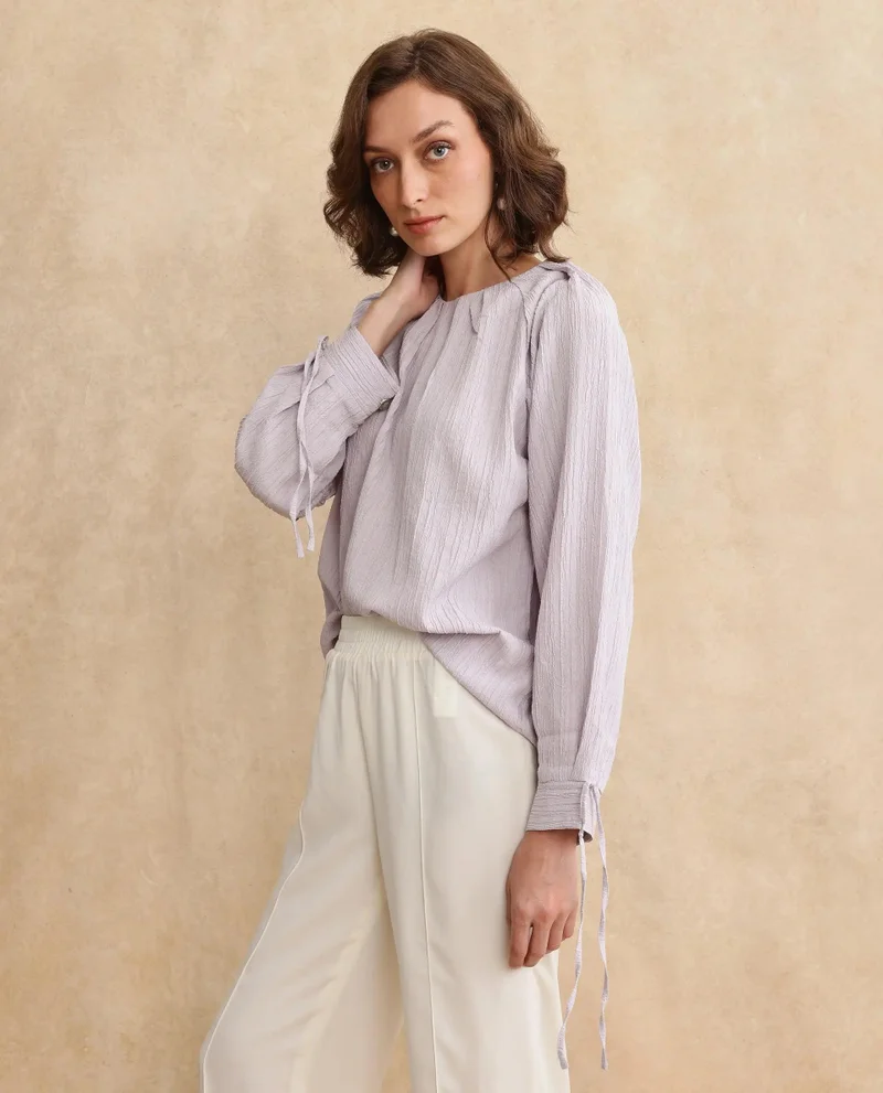 Rareism Women's Textured Pleat Top