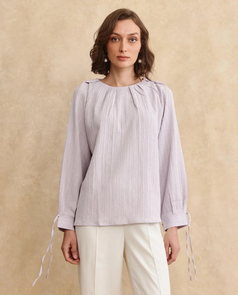 Rareism Women's Textured Pleat Top