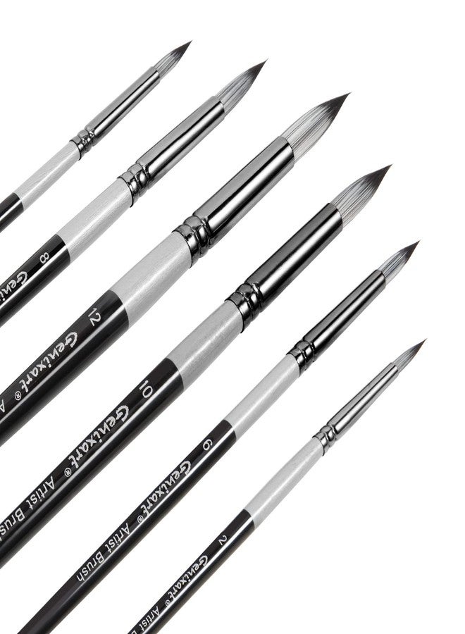 Genixart Round Pointed Tip Paint Brushes Set, 6 Pcs Artist Paintbrushes for Acrylic Oil Watercolor Gouache Painting, Premium Nylon Hair Art Paint Brush for Beginners and Professionals - Image 1