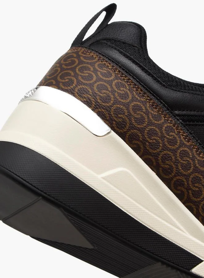 Celeste BLACK Women Monogram Print Ankle Sneakers for Women | Best Price UAE