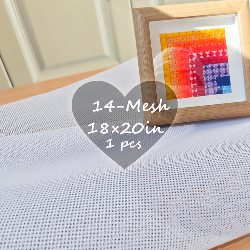 JINUPHION Needlepoint Canvas, 20" X 18", 14-Mesh White Needlepoint Canvas Embroidery Blank White Cloth (1) - Image 3