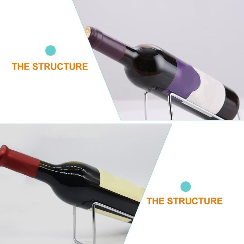 ARTIBETTER 2pc Iron Wine Rack Set Silver Rose Gold Tabletop Holder Home Bar - Image 4