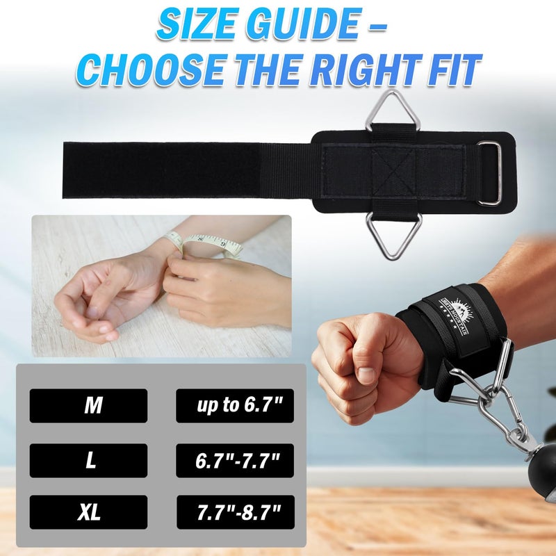 Lights Mountain Wrist Cuffs for Cable Machines â€“ Padded & Adjustable Straps for Lateral Raises, Tricep Pushdowns & Strength Training (Black L) - Image 2