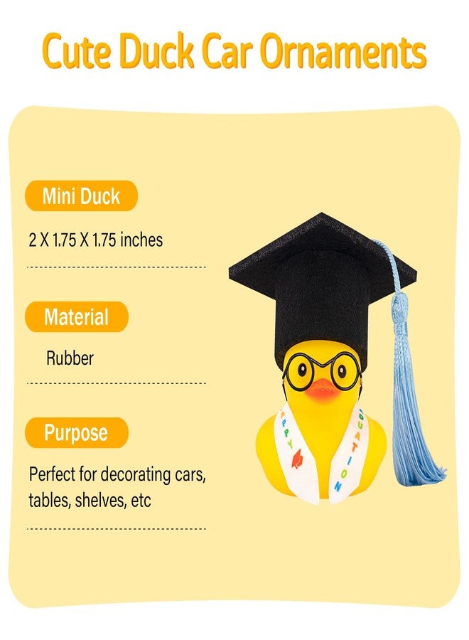 wonuu Graduation Stole Rubber Duck, Car Dashboard Duck, Funny Grad Gift Yellow Ducky for Friends Classmates Graduation Party Decor (Light Blue) - Image 2