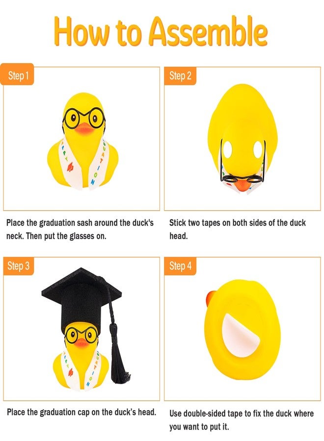 wonuu Graduation Stole Rubber Duck, Car Dashboard Duck, Funny Grad Gift Yellow Ducky for Friends Classmates Graduation Party Decor (Light Blue) - Image 3