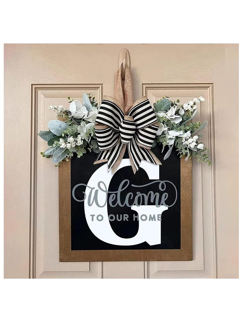 Bluejw Welcome Sign Creative Bowknot Letter Wreath In Front Of The Door Outdoor Decoration Props For The Courtyard 35x40CM - Image 4