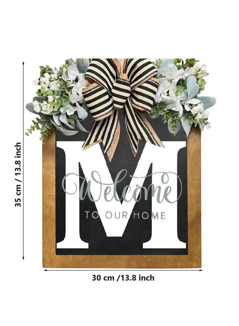 Bluejw Welcome Sign Creative Bowknot Letter Wreath In Front Of The Door Outdoor Decoration Props For The Courtyard 35x40CM - Image 2