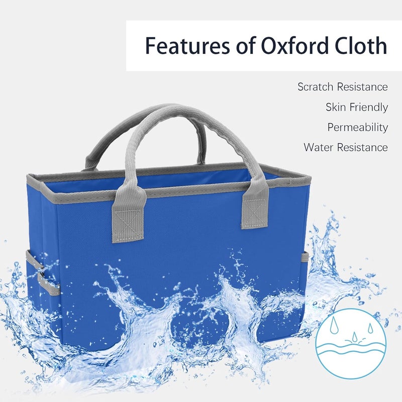 Cupohus Art Organizer Craft Storage Tote Bag with Pockets and Hadles, Oxford Fabric Carrying Caddy for Teacher, Officer, Artist, Students, Traveler, and more – Blue with Grey Edge - Image 3