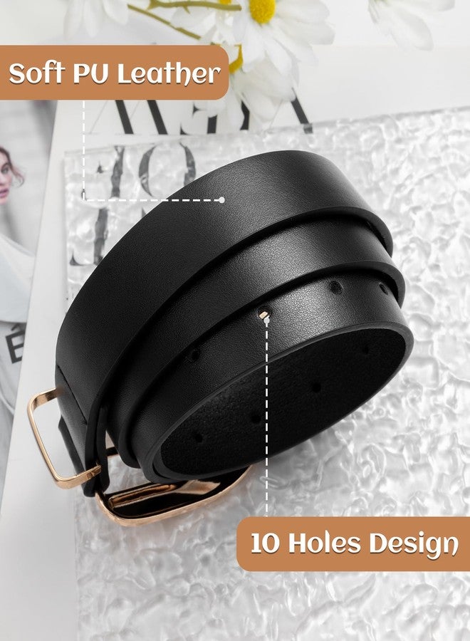 macoking Womens Black Belt with Gold Buckle Fashion Womens Leather Belts for Jeans Pants, M - Image 5