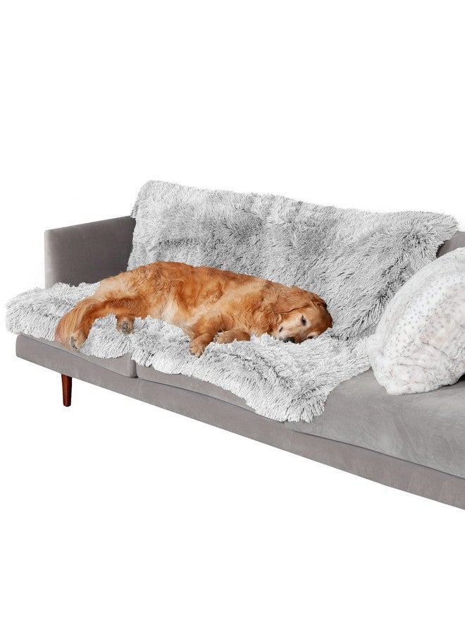 بطانية Furhaven المقاومة للماء للكلاب والقطط المنزلية، قابلة للغسل - بطانية طويلة من الفرو الصناعي والمخمل المريحة للكلاب - رمادي ضبابي، مقاس كبير جدًا/كبير جدًا - Image 1