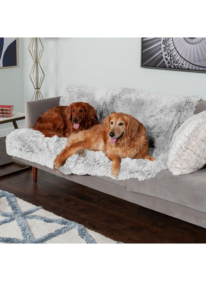 بطانية Furhaven المقاومة للماء للكلاب والقطط المنزلية، قابلة للغسل - بطانية طويلة من الفرو الصناعي والمخمل المريحة للكلاب - رمادي ضبابي، مقاس كبير جدًا/كبير جدًا - Image 3