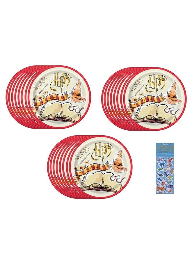 Unique Harry Potter Party Supplies Bundle Pack Includes 24 Lunch Paper Plates And 1 Dinosaur Sticker Sheet - Image 1