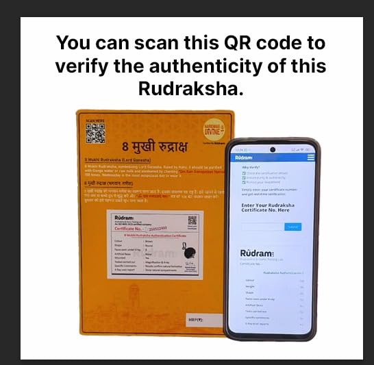HaridwarDivine 8 Mukhi With Silver Pandent 8 Faces Rudraksha With Red Tread Add QR Code To Verify Authenticity Of This Rudraksha - Image 4