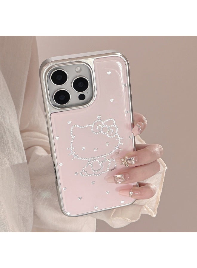 NIBEMINENT Honey Kitty Protective TPU Case Cover For iPhone 15 Plus, Silver Border