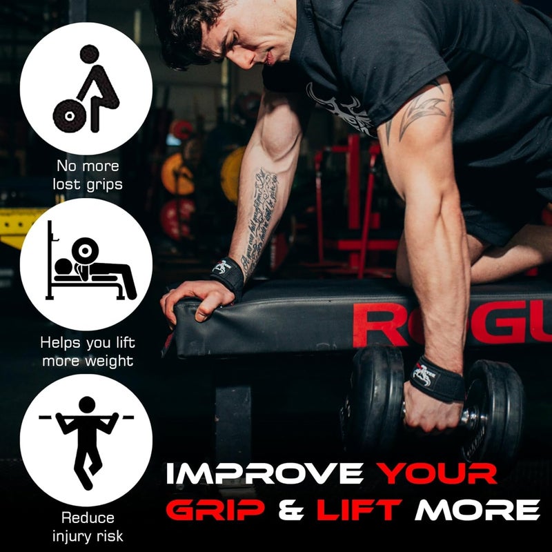 BEAST RAGE Weight Lifting Straps Fitness Padded Cotton Wrist Support Gel Advanced Grips Dumbbell Bar Wraps Heavy Duty Gym Bodybuilding Straps Power Deadlift Barbells Non Slip Exercise - Image 3