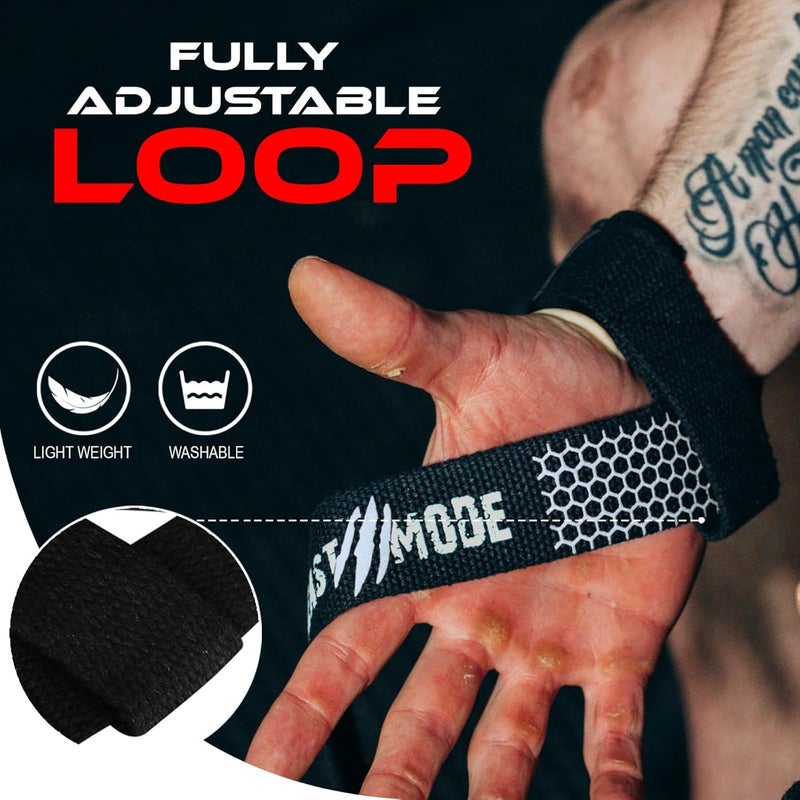 BEAST RAGE Weight Lifting Straps Fitness Padded Cotton Wrist Support Gel Advanced Grips Dumbbell Bar Wraps Heavy Duty Gym Bodybuilding Straps Power Deadlift Barbells Non Slip Exercise - Image 4