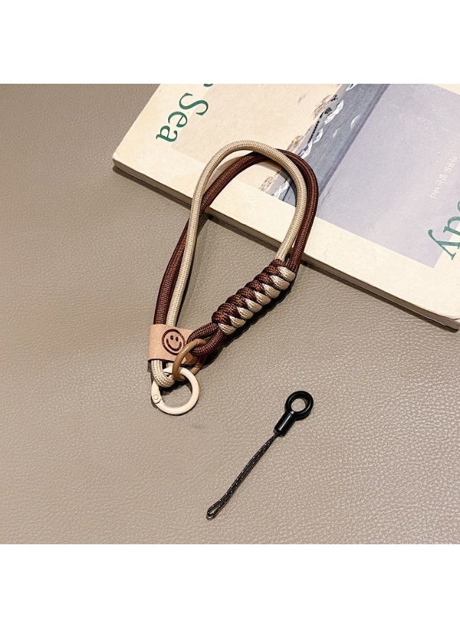 NIBEMINENT Beaded Phone Lanyard, Anti Lost Removable Wrist Strap, Chain-link Braided Rope Bracelet Pendant, Phone Keychain Lanyard,Khaki - Image 1