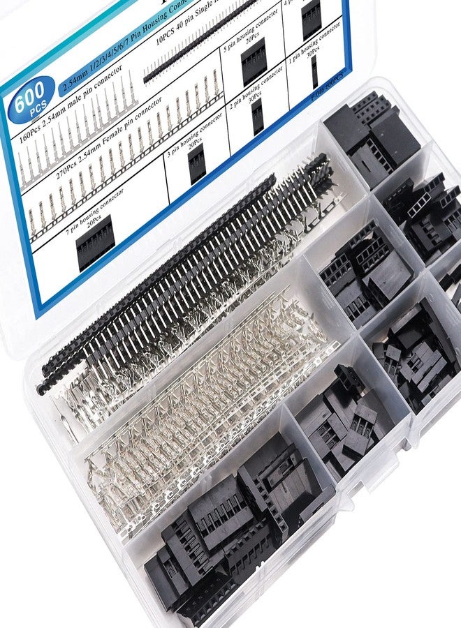 Taiss 600PCS Dupont Connector Kit 2.54mm 1/2/3/4/5/6/7 Pin Housing Connector and Male Female Crimp Pin,Dupont Crimp Pin Adaptor Assortment,Jumper Wire Cable Pin Header - Image 5