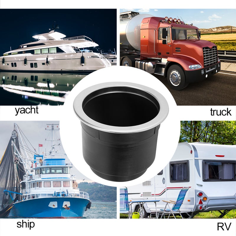 Plastic Stainless Steel Drink Cup Holder Bracket for Yachts MotorhomesBlack - Image 3