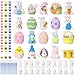 VercanMonth 20 Set Easter DIY Painting Kit Ceramic to Paint Your Own Easter Egg Rabbit Flower Basket Chick Statues Unpainted Plaster Figurines Brushes Acrylic Paints Bags Party Favor for Kids - Image 2