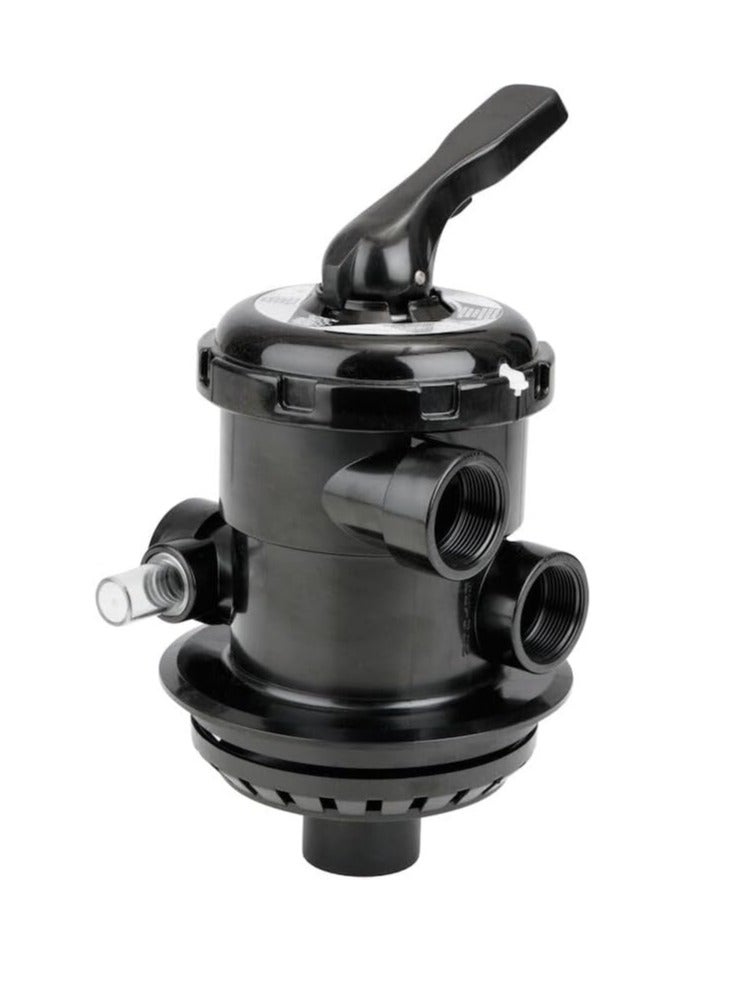 صمام متعدد المنافذ لحمام السباحة، 1½ بوصة، تركيب علوي، متوافق مع فلاتر الرمل أسترا، أسود
