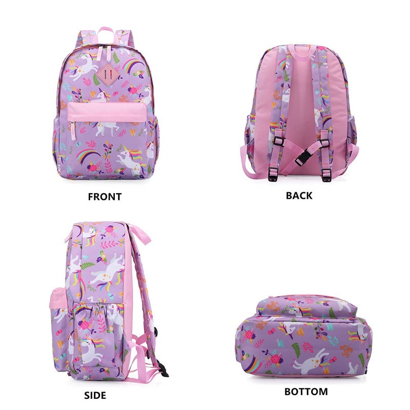KK CRAFTS Preschool Backpack Kindergarten Little Kids Toddler Elementary School Backpacks for Boys and Girls with Chest Strap(15Inch, Purple Unicorn) - Image 2