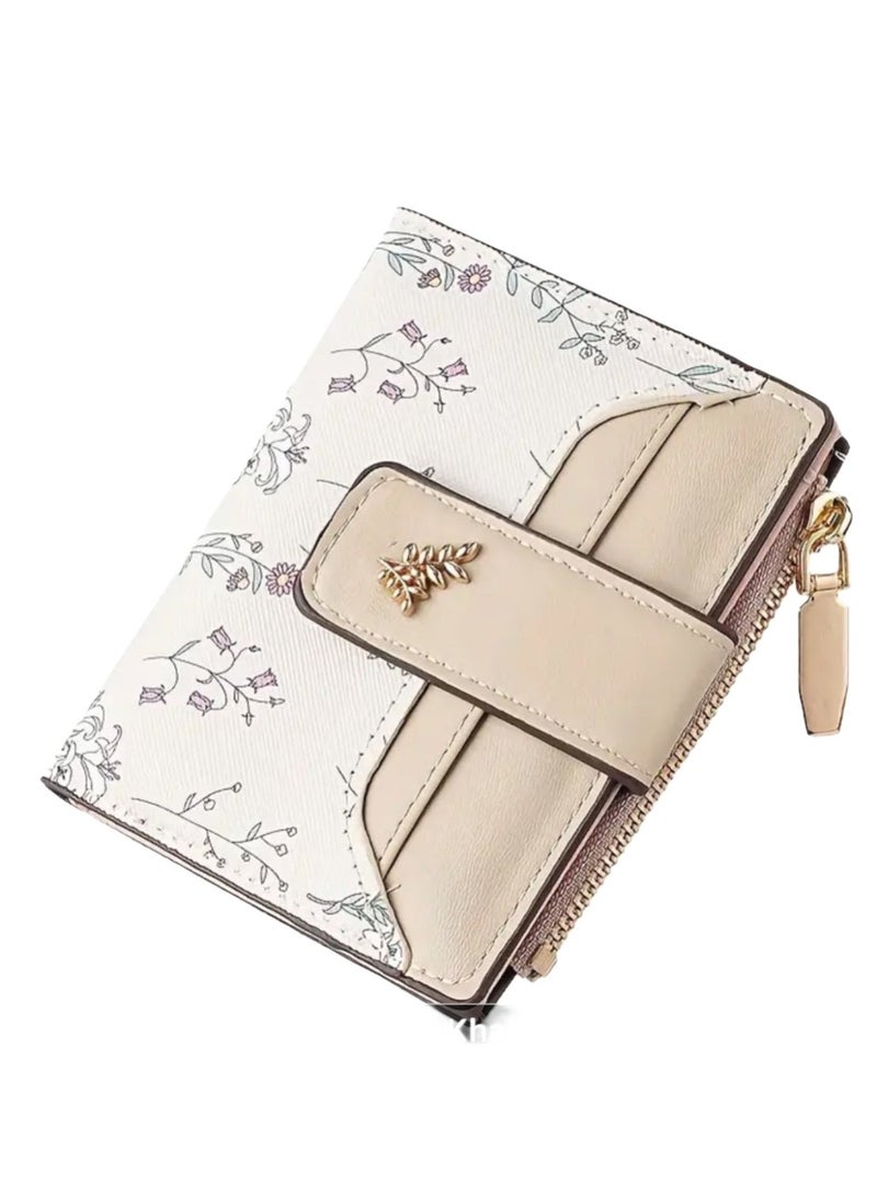 ديبولار محفظة نسائية جلدية قصيرة محفظة ثنائية الطي Rpid محفظة حامل بطاقة الائتمان منظم مع جيب بسحاب محفظة صغيرة للسيدات - Image 1