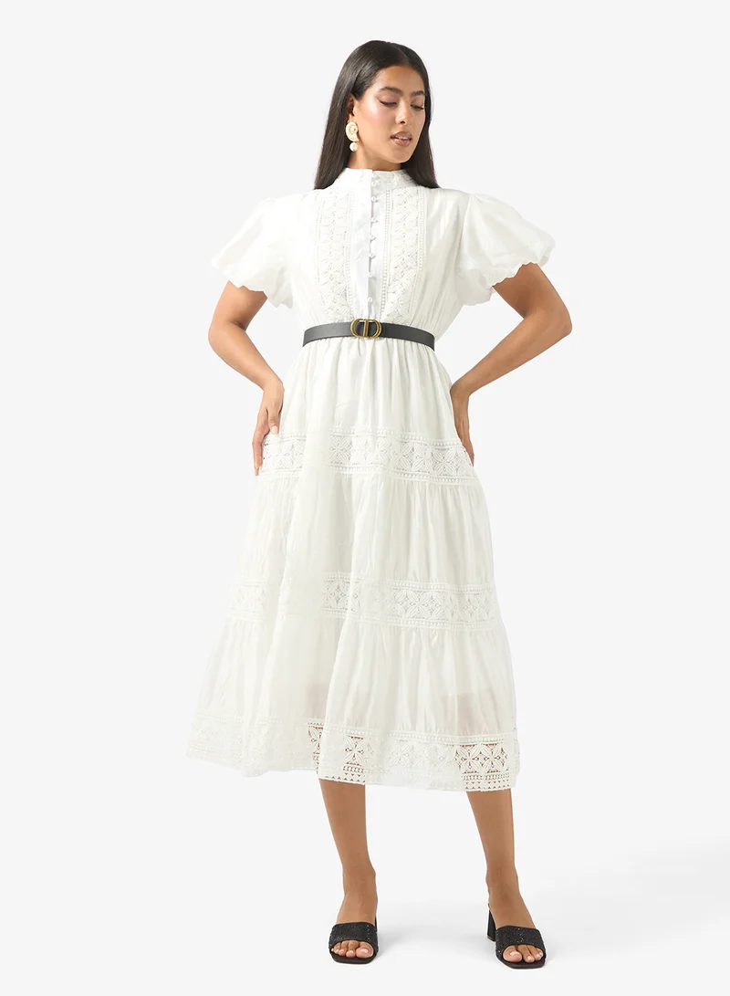 ELLA Puff Sleeve Shirt Dress