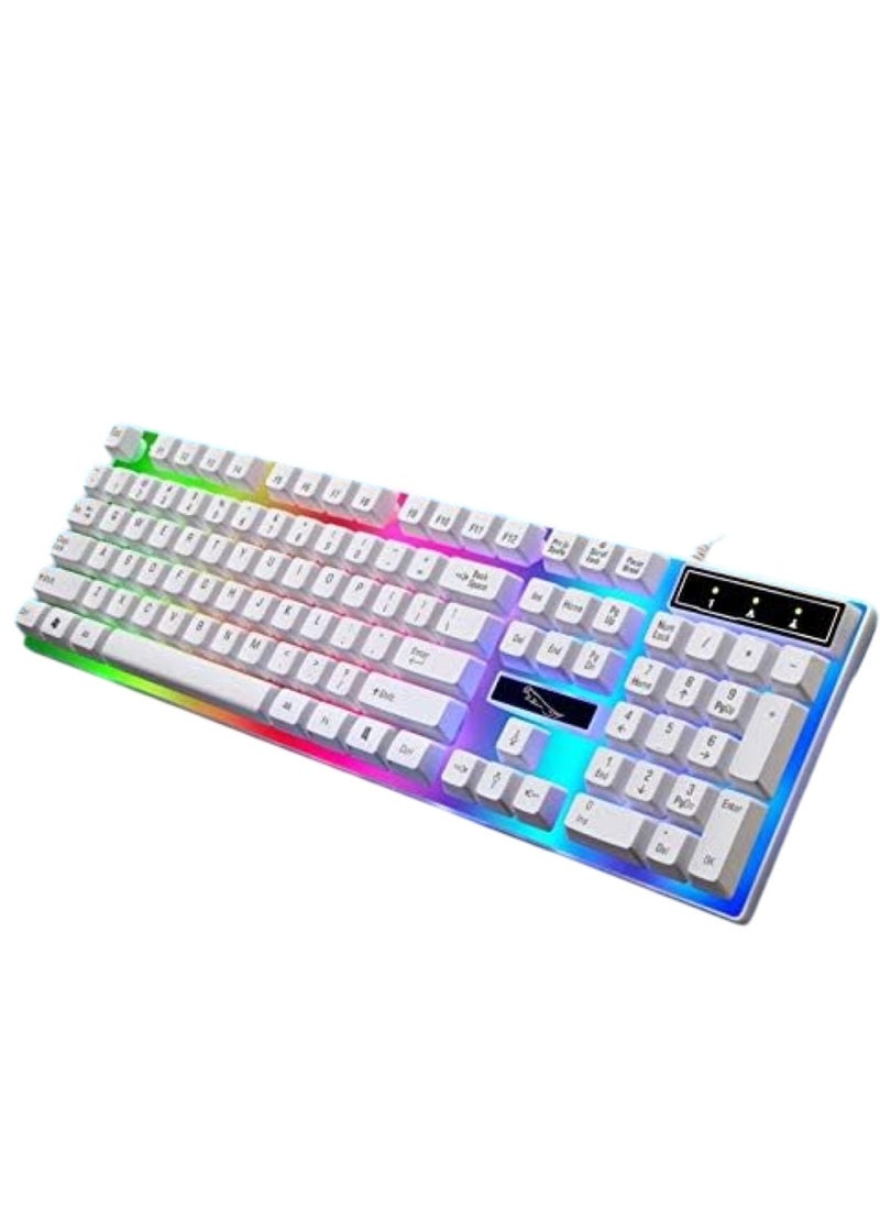 G21 G21 Wired Keyboard USB Gaming Mechanical Feel Colorful Backlit Laptop Keyboard White  - Image 1