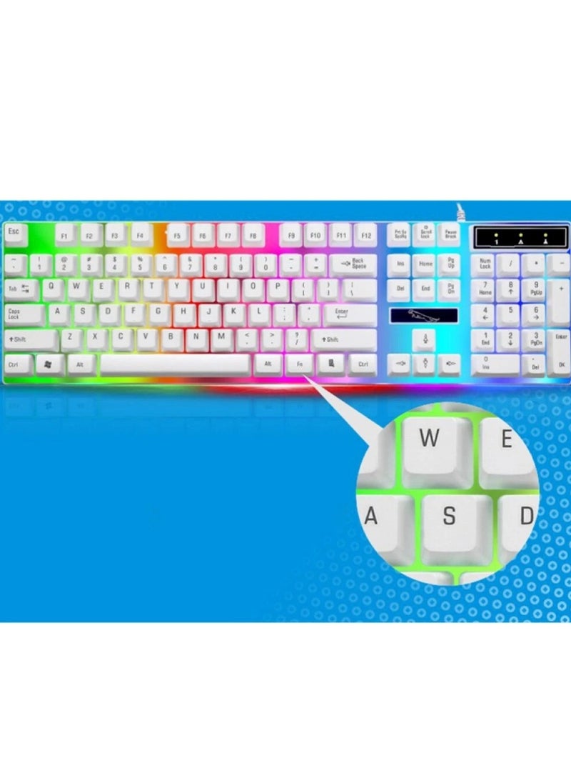 G21 G21 Wired Keyboard USB Gaming Mechanical Feel Colorful Backlit Laptop Keyboard White  - Image 4