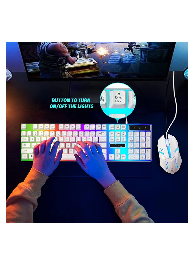G21 G21 Wired Keyboard USB Gaming Mechanical Feel Colorful Backlit Laptop Keyboard White  - Image 3
