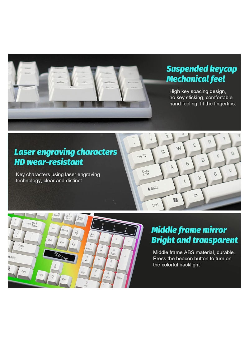 G21 G21 Wired Keyboard USB Gaming Mechanical Feel Colorful Backlit Laptop Keyboard White  - Image 2