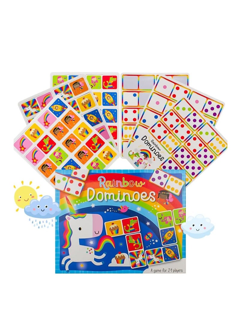 يو كيه آر لعبة UKR Rainbow Dominoes - لعبة مطابقة للأطفال الصغار ومرحلة ما قبل المدرسة (الأعمار من 3 إلى 6 سنوات)، نشاط عائلي ممتع مع موضوع يونيكورن - Image 1