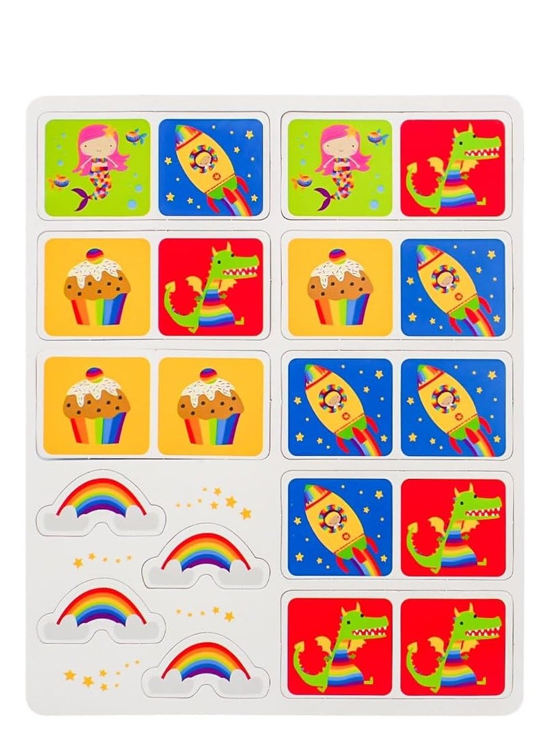 يو كيه آر لعبة UKR Rainbow Dominoes - لعبة مطابقة للأطفال الصغار ومرحلة ما قبل المدرسة (الأعمار من 3 إلى 6 سنوات)، نشاط عائلي ممتع مع موضوع يونيكورن - Image 3