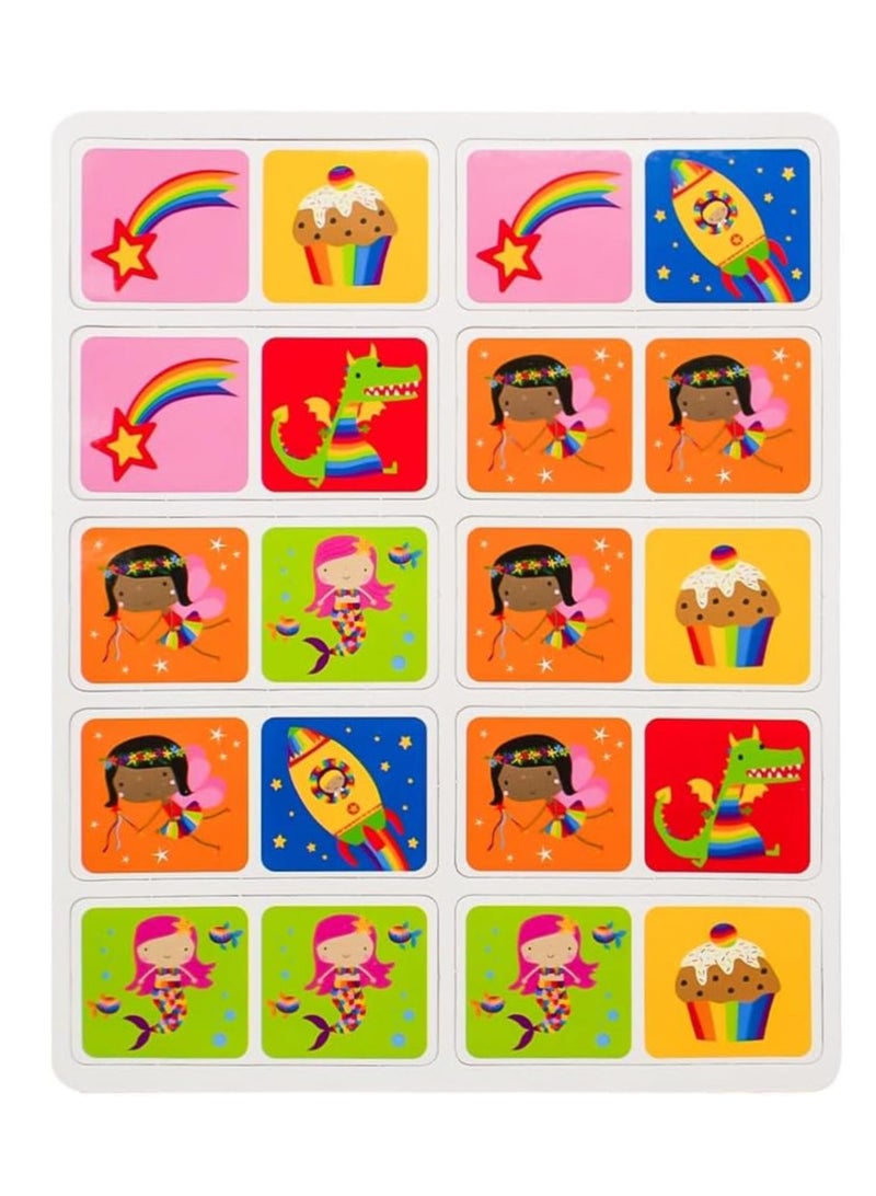 يو كيه آر لعبة UKR Rainbow Dominoes - لعبة مطابقة للأطفال الصغار ومرحلة ما قبل المدرسة (الأعمار من 3 إلى 6 سنوات)، نشاط عائلي ممتع مع موضوع يونيكورن - Image 4