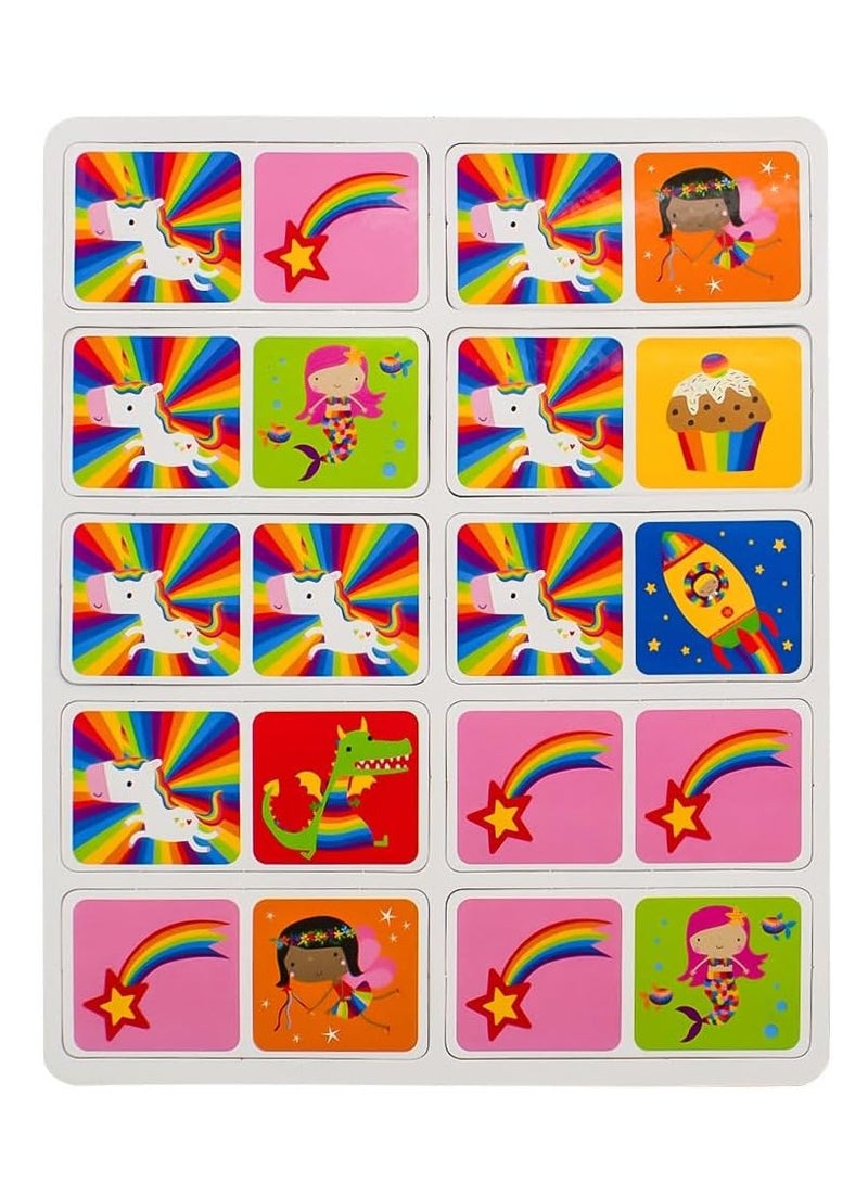 يو كيه آر لعبة UKR Rainbow Dominoes - لعبة مطابقة للأطفال الصغار ومرحلة ما قبل المدرسة (الأعمار من 3 إلى 6 سنوات)، نشاط عائلي ممتع مع موضوع يونيكورن - Image 5