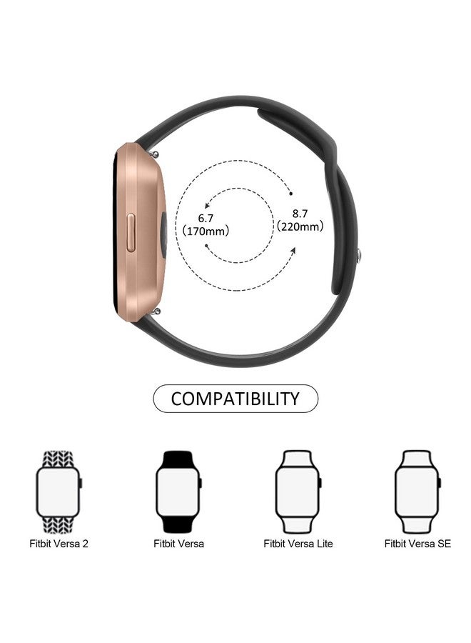 Tobfit Silicone Band for Fitbit Versa 2 Fitness Tracker, Soft Quick-Release Sport Strap for Fitbit Versa SE Fitness Tracker (Watch Not Included), Wristband with Metal Buckle for Men Women(Black) - Image 2