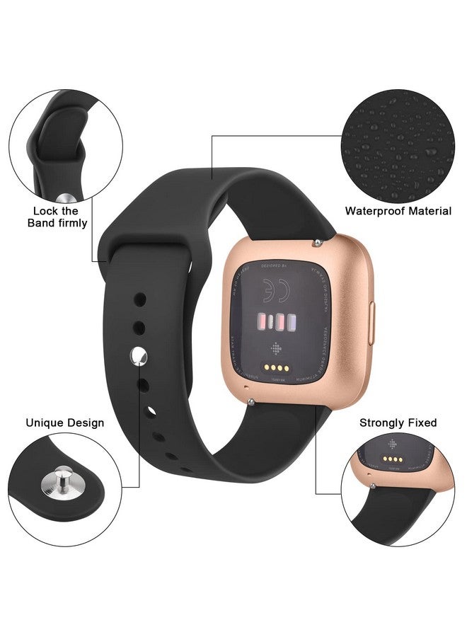Tobfit Silicone Band for Fitbit Versa 2 Fitness Tracker, Soft Quick-Release Sport Strap for Fitbit Versa SE Fitness Tracker (Watch Not Included), Wristband with Metal Buckle for Men Women(Black) - Image 3